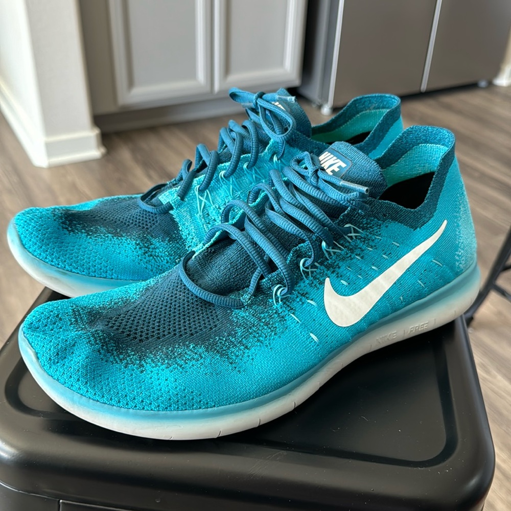 Nike Free RN Flyknit Running Shoes Blue Lagoon 880843-400 Size 12
